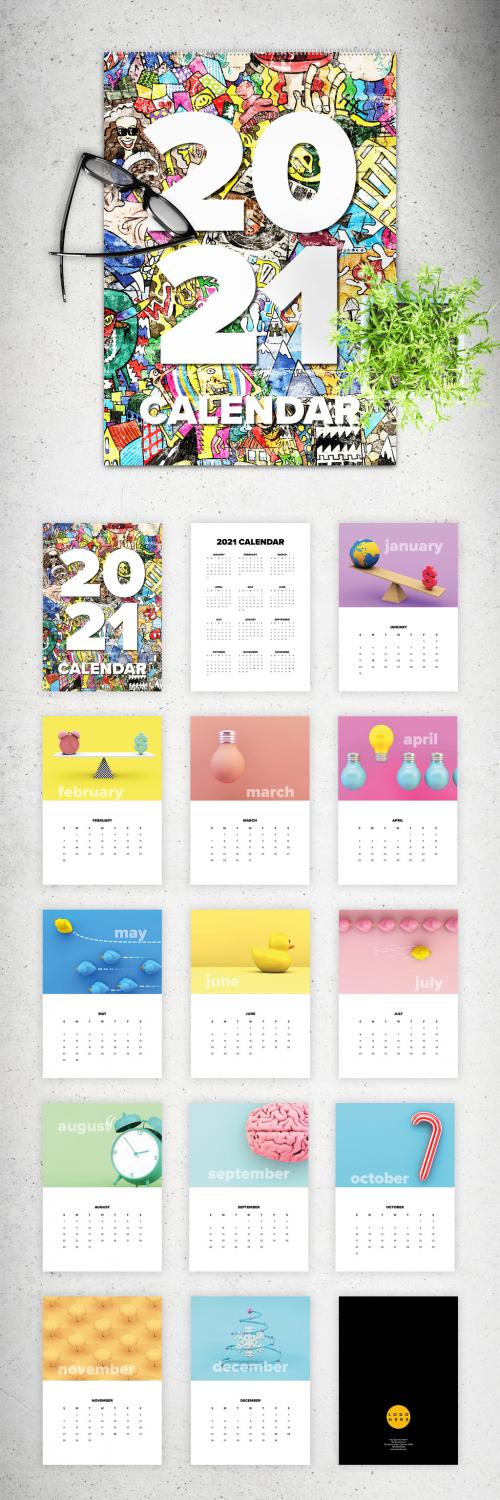 Adobe Stock - 2021 Wall Calendar Layout - 350983538