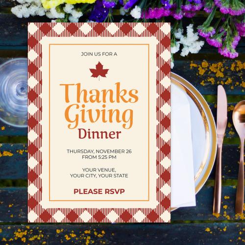 Adobe Stock - Thanksgiving Day Party Invitation Layout - 350983804