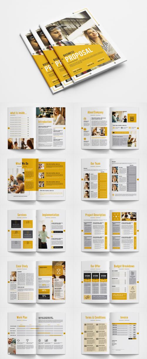 Adobe Stock - Business Proposal Layout with Orange Accents - 351014015