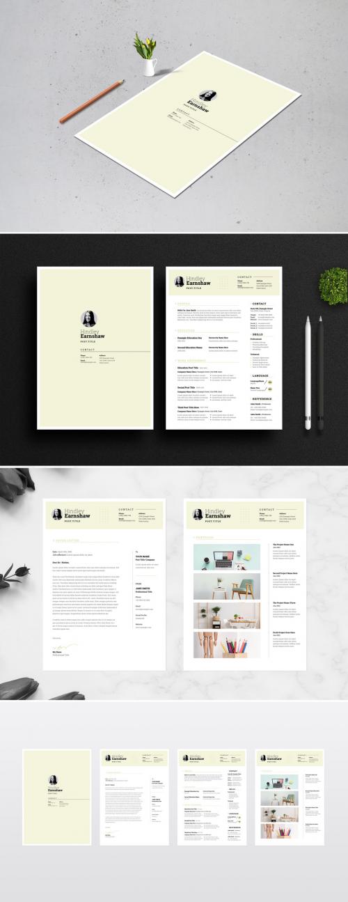 Adobe Stock - Beige and White Resume and Cover Letter Layout - 351303670