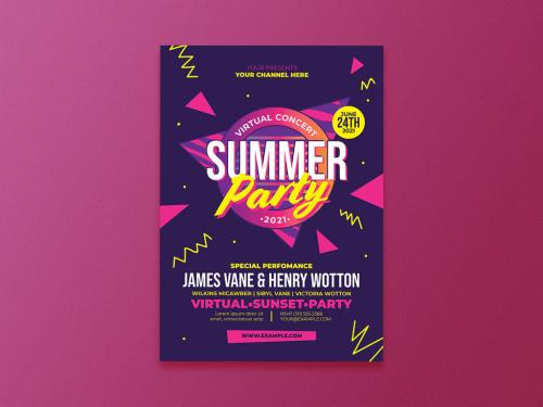 Adobe Stock - Virtual Concert Summer Party Event Flyer Layout - 351311251