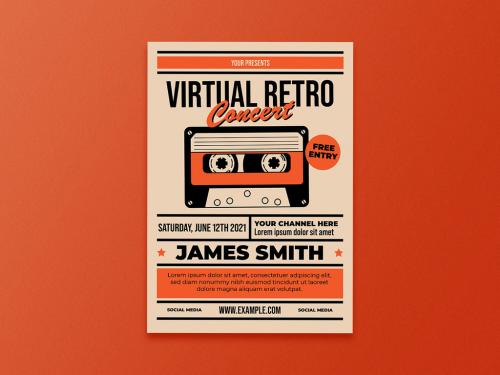 Adobe Stock - Virtual Retro Concert Event Flyer Layout - 351311270