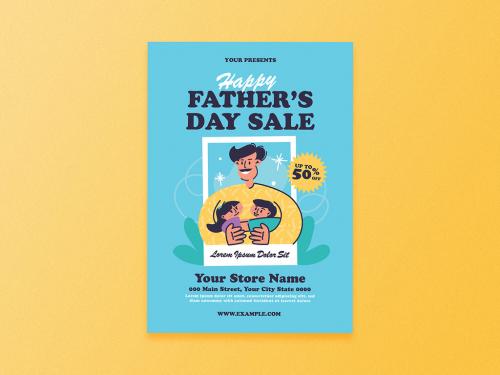 Adobe Stock - Happy Fathers Day Sale Flyer Layout - 351365420