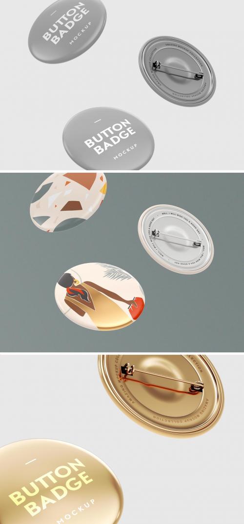 Adobe Stock - Floating Realistic 3D Circular Pin Button Badge Mockup - 351692742