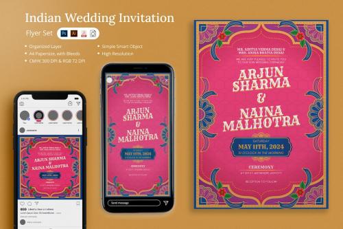 Hasmi - Indian Wedding Invitation Flyer Set