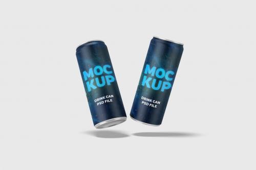 Double of Floating Drink Can Mockup