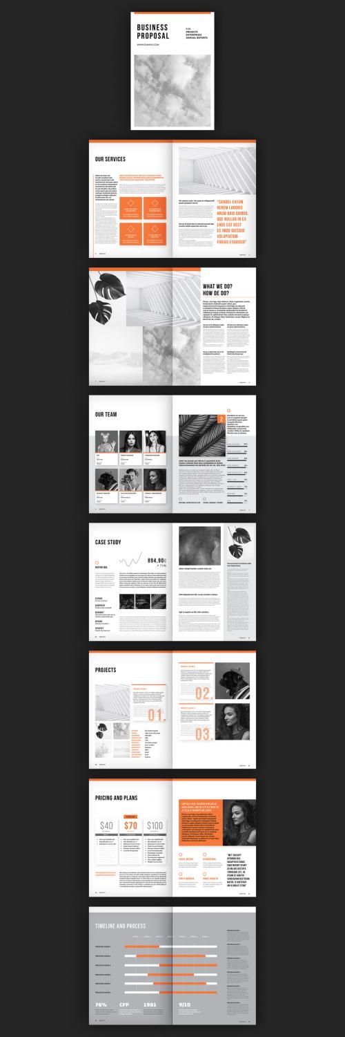Adobe Stock - Business Proposal Layout with Orange Accents - 353696160