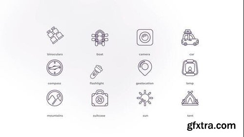 Videohive Camping - Outline Icons 50191800
