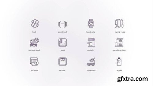 Videohive Fitness - Outline Icons 50192012