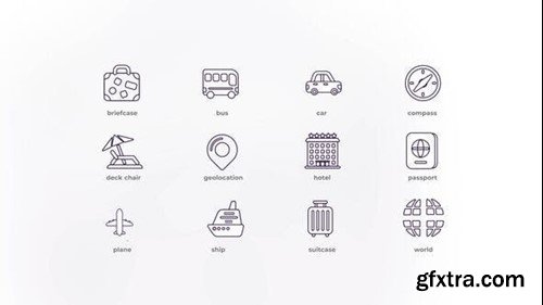 Videohive Travel Vacation - Outline Icons 50192357