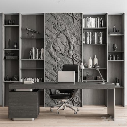 Boss Desk and Library Gray Set - Office Furniture 284