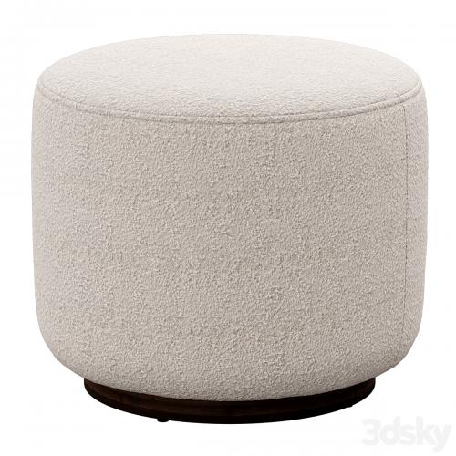 Sinclair Round Boucle Ottoman Whistler Oyster Suede by Four Hands