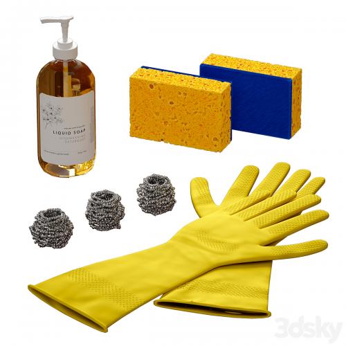 Dishwashing set Sponge Gloves