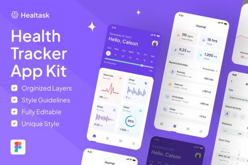 Healtask - Health Tracker Mobile App UI Kit