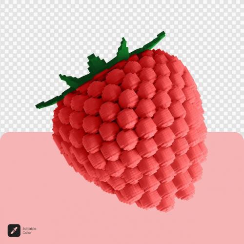 3d Raspberry Voxel Art Isolated