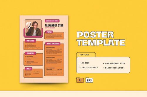 Retro Graphic Designer CV Template