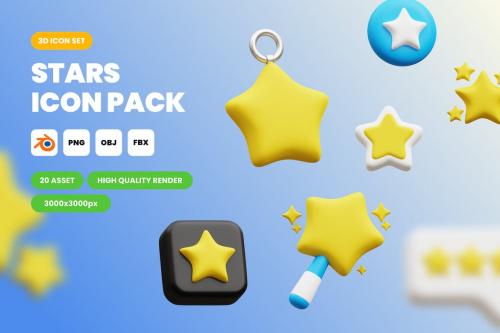 3D Stars Ornament Icon Pack