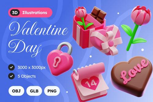 3D Valentine Day Illustration