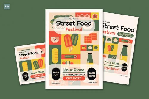 Geometric Street Food Flyer Set | 001