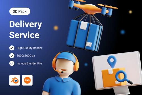Delivery Service 3D Illustration