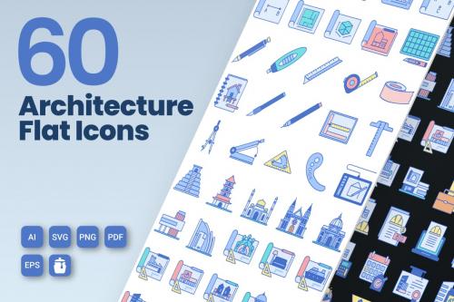 60 Architecture Icons - Indigo Series