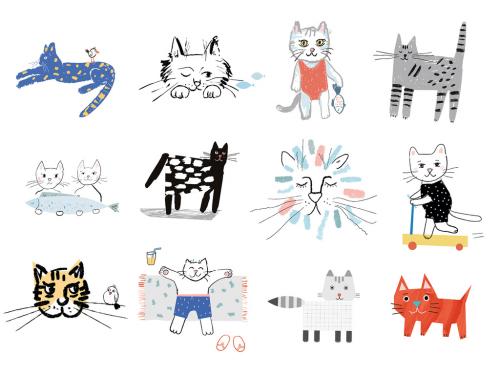 Adobe Stock - Illustrated Cats Art Kit - 354727947