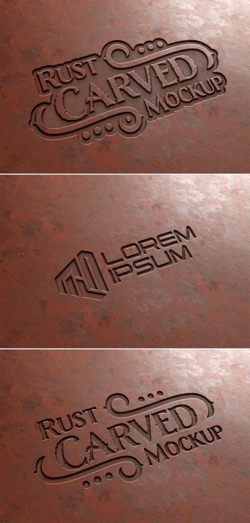Adobe Stock - Carved Text Effect in Rusted Metal Mockup - 355043324