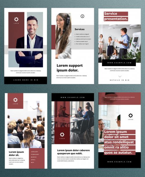 Adobe Stock - Business Social Media Story Layouts with Red Accents - 355498921