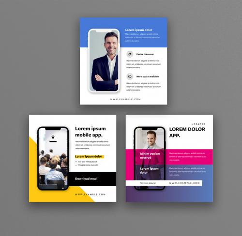 Adobe Stock - Social Media Layout Posts with Smartphone Mockups - 355498969