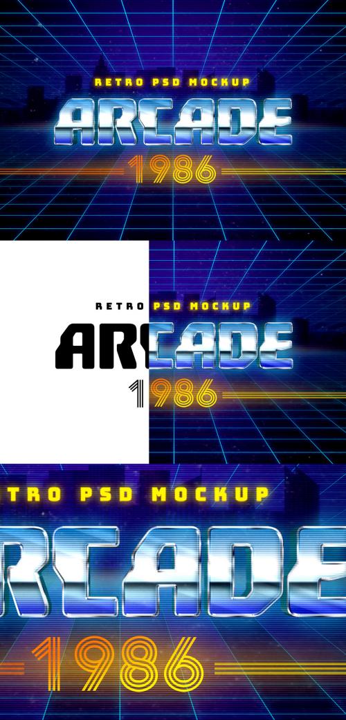 Adobe Stock - 1980s Retro Arcade Mockup Text Effect - 355528608