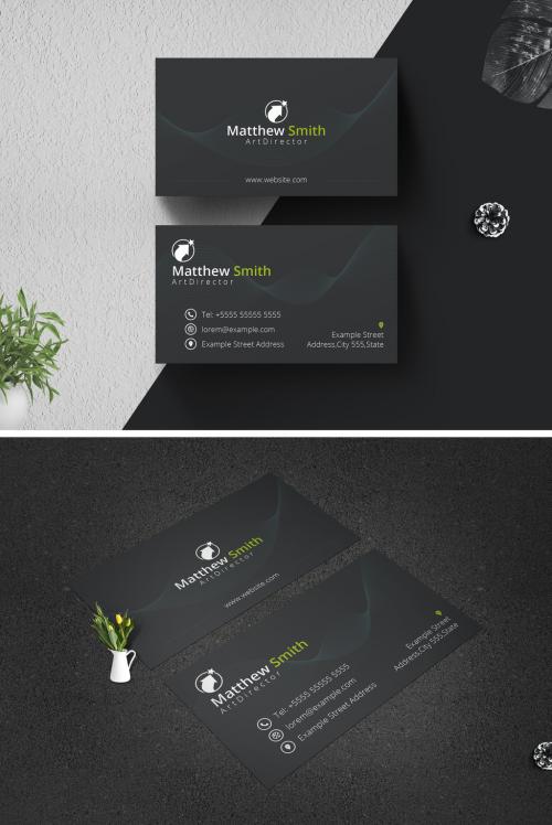 Adobe Stock - Minimalist Black and Green Business Card Layout - 356214292