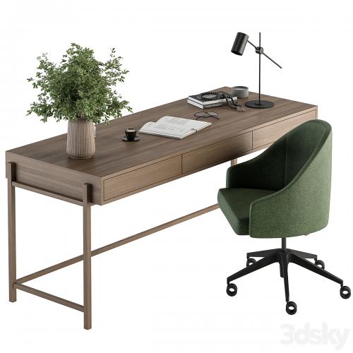 Home Office Green and Wood Set - Office Furniture 329