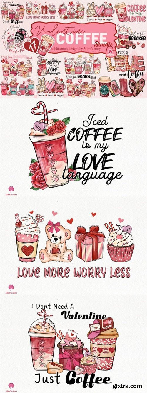 Coffee Valentine\'s Day PNG Bundle 54263917