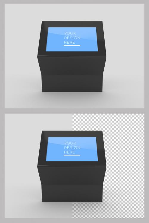 Adobe Stock - Interactive Shopping Mall Kiosk Screen Mockup with Editable Background - 356505279