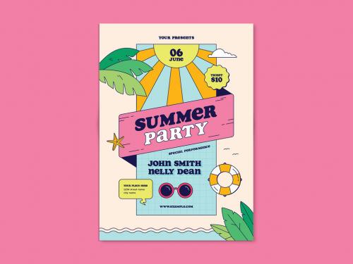 Adobe Stock - Summer Party Flyer Layout - 356522769