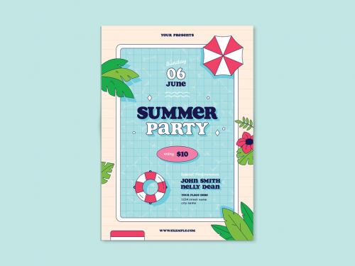 Adobe Stock - Summer Party Flyer Layout - 356522778