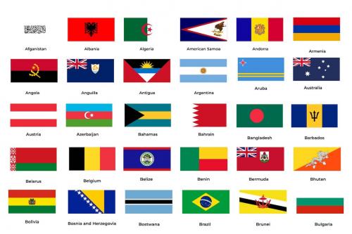 30 Countries National Flag Afghanistan to Bulgaria