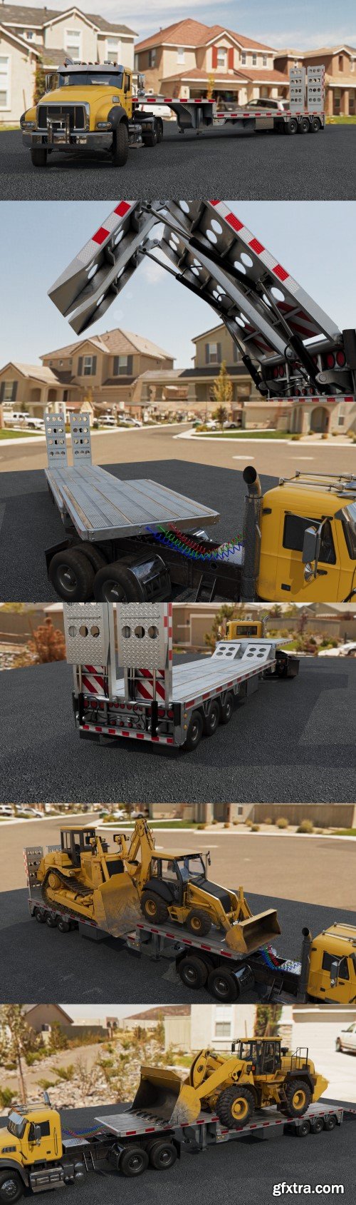 Truck with Step Deck Trailer