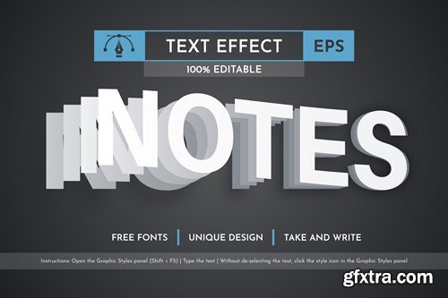 Notes - Editable Text Effect, Font Style DWPRFCR