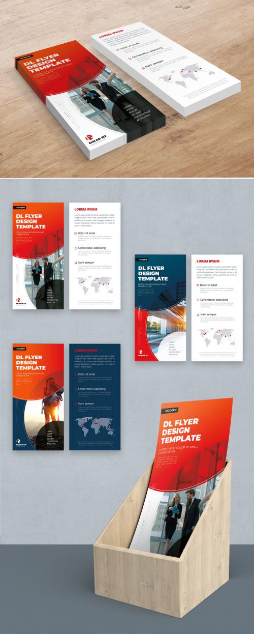 Adobe Stock - Red DL Flyer Layout with Abstract Circles - 357915995