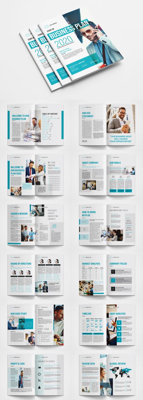 Adobe Stock - Business Plan Layout with Blue Accents - 358338620