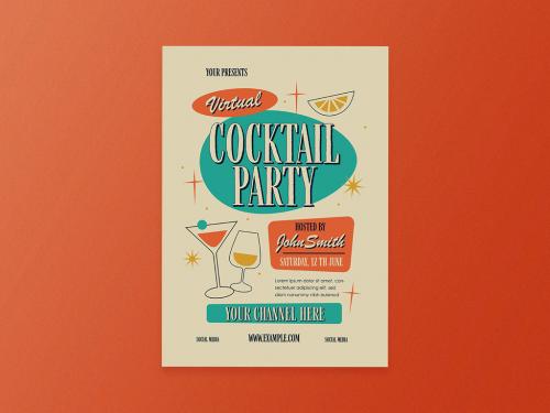 Adobe Stock - Virtual Cocktail Party Flyer Layout - 359478357