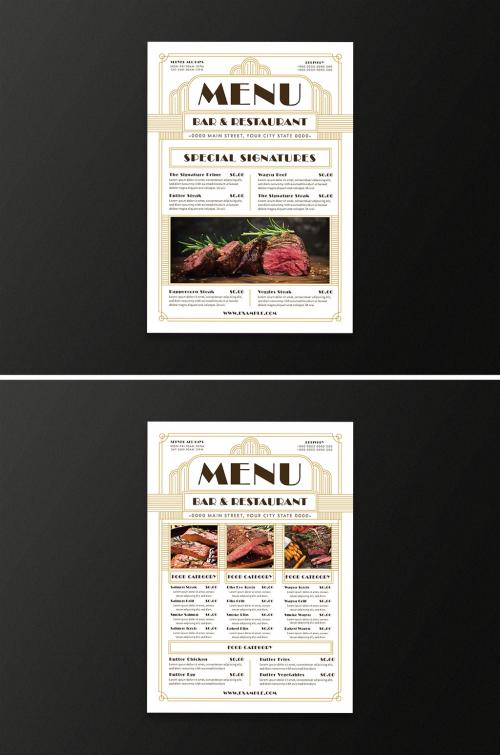 Adobe Stock - Art Deco Food Menu Layout - 359478497