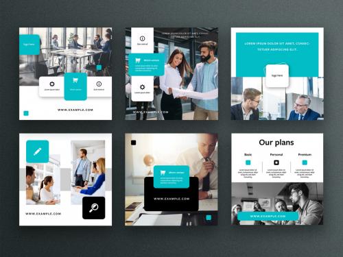 Adobe Stock - Business Social Media Layouts with Teal Accents - 359756487