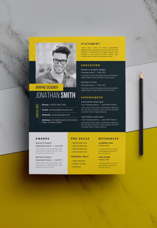 Adobe Stock - UI and UX Designer Resume Layout with Orange Accents - 360314526