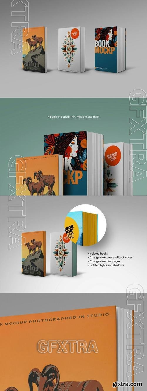 Book Mockup Thin Medium Thick Cover Pages BCJ88HQ