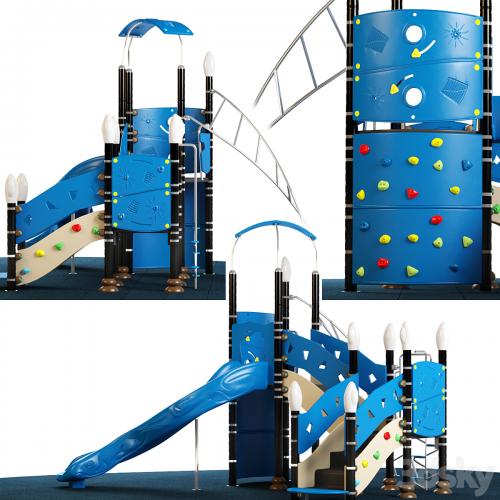 Kids playground equipment with slide climbing 03