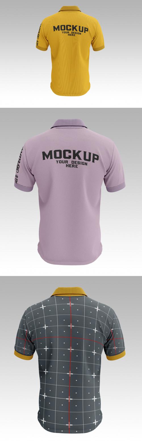 Adobe Stock - Men's Short Sleeve Polo Shirt Mockup, Back - 362978198