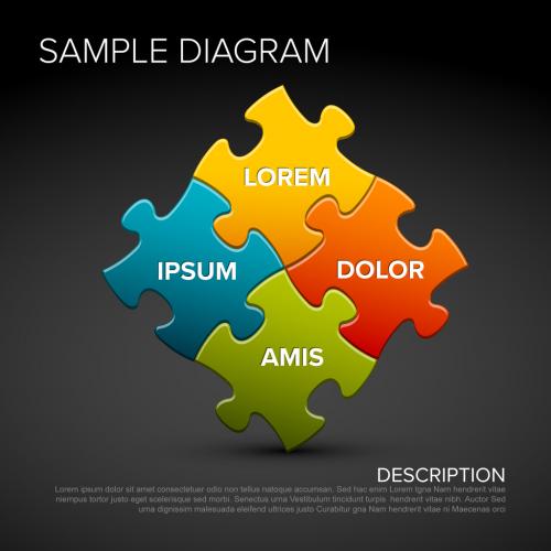 Adobe Stock - Multipurpose Dark Abstract Puzzle Infographic - 363646684