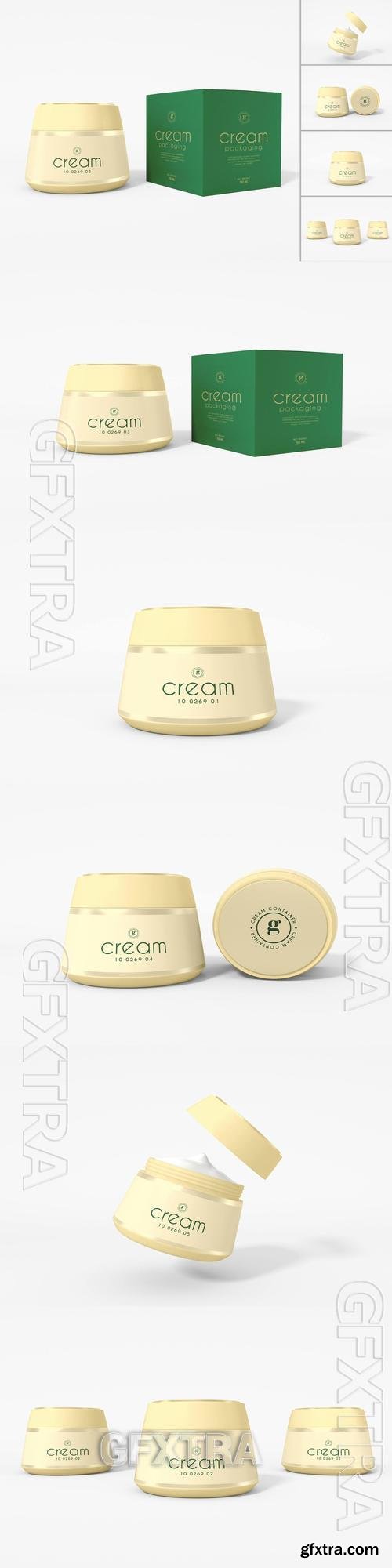 Glossy Cosmetic Cream Jar Branding Mockup Set B3T5A4G